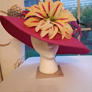 Elegant Pink Floral Derby Hat